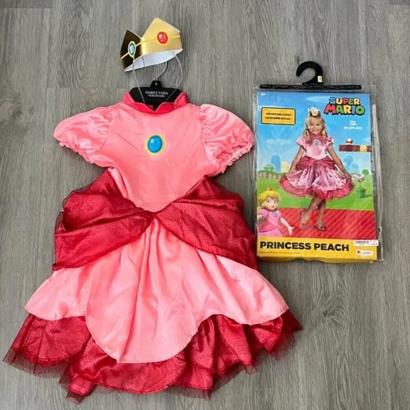 Super Mario Princess Peach Dress-Up Halloween Costume Toddler Girls